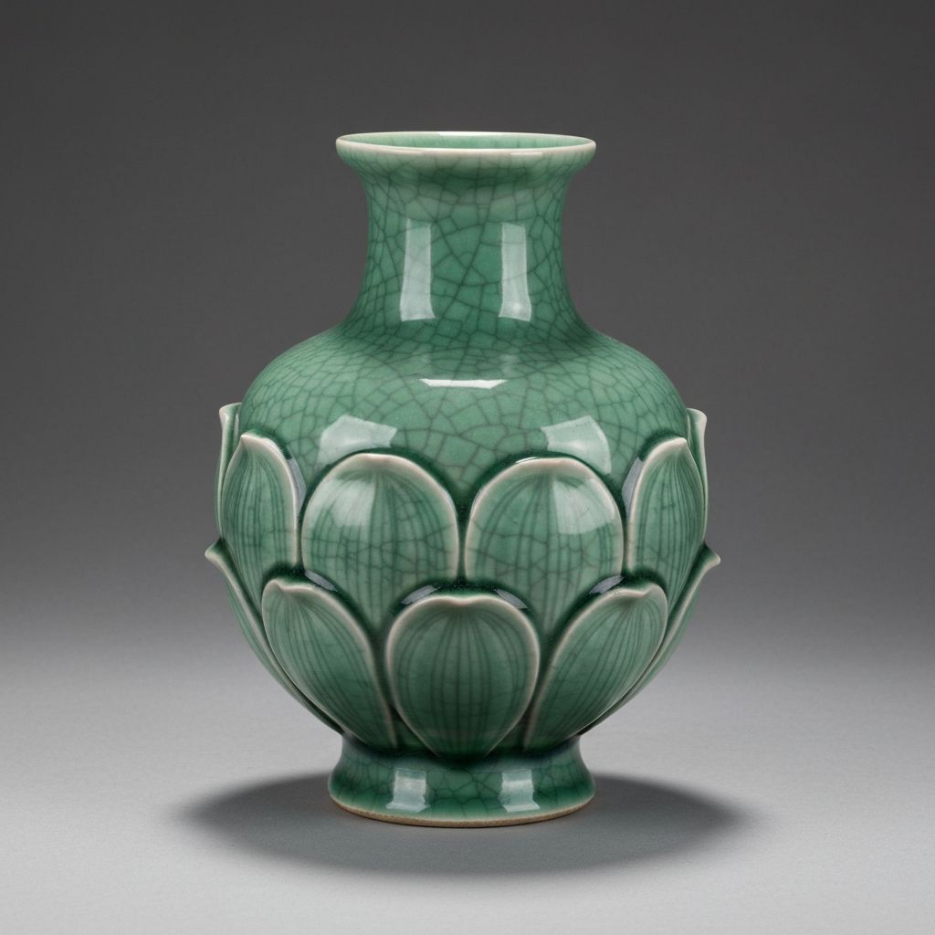 龙泉窑青瓷莲花瓶