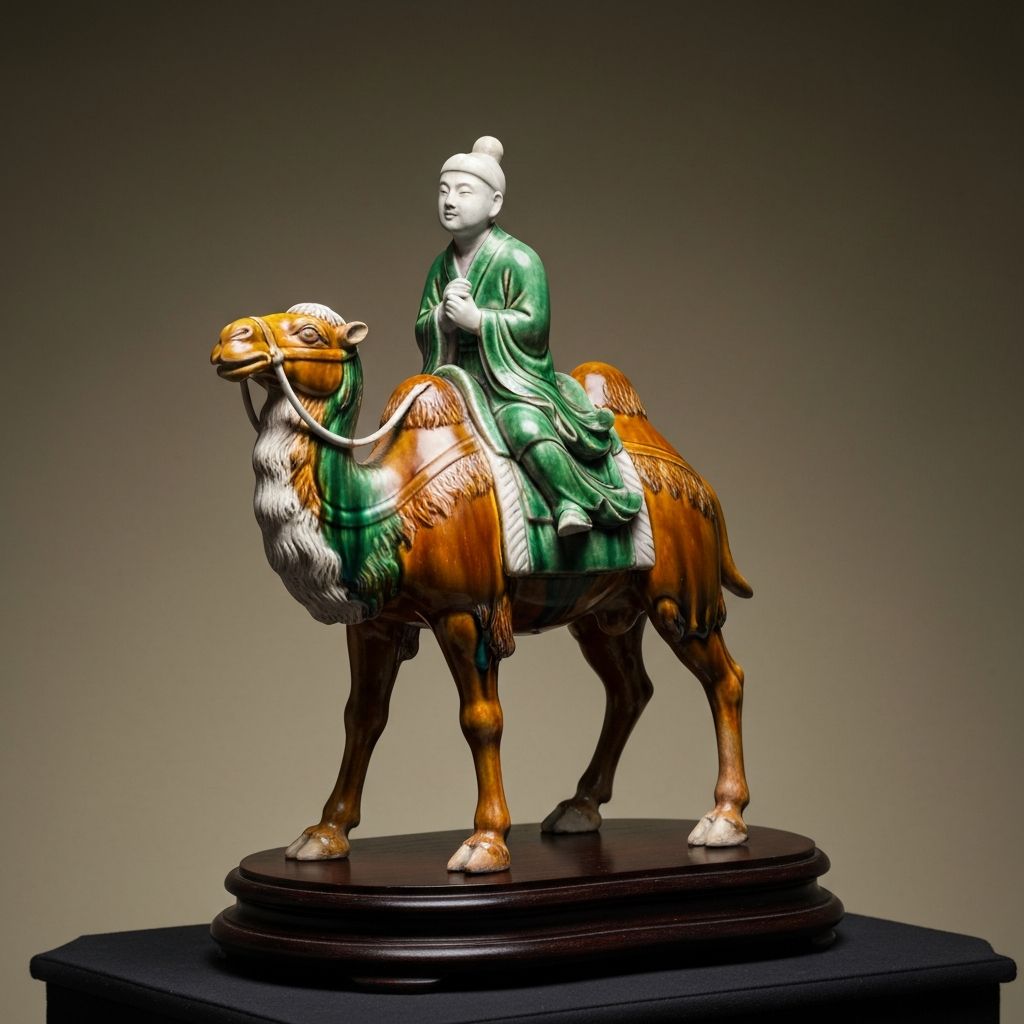 三彩骆驼载乐俑